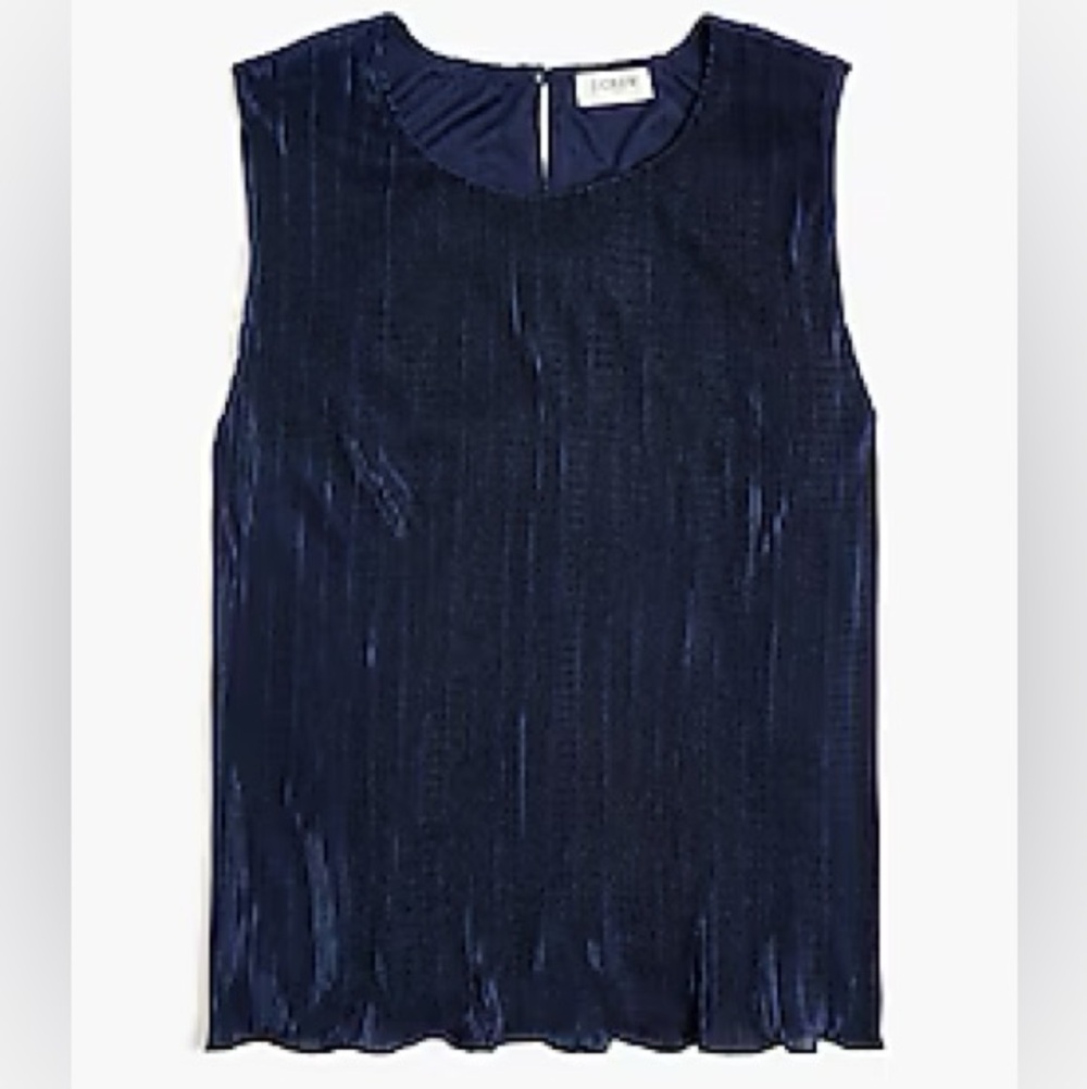 NWT J.Crew Factory Women's Blue Plisse Sleeveless Shell Blouse